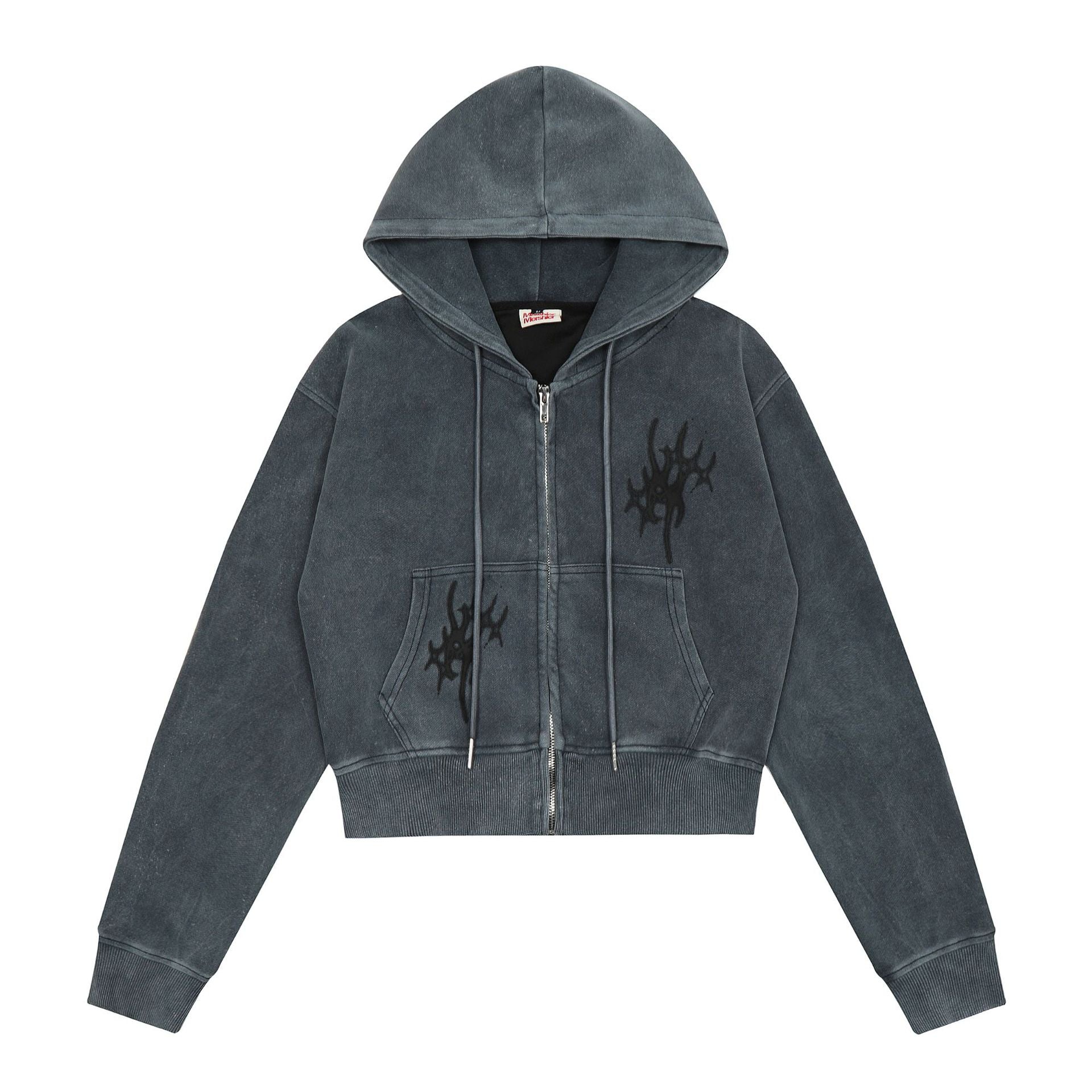 Distressed Zipper Cardigan Hoodie