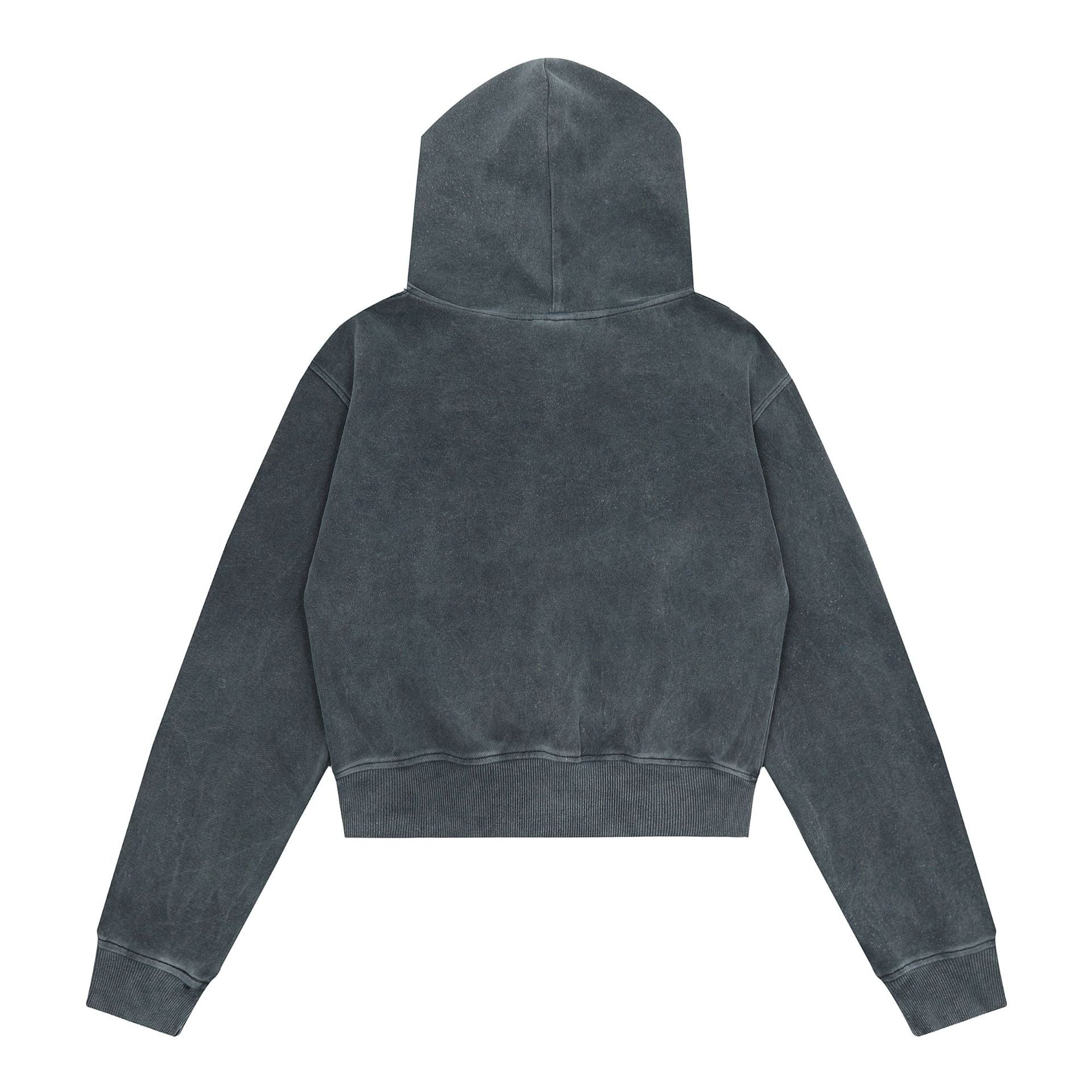 Distressed Zipper Cardigan Hoodie