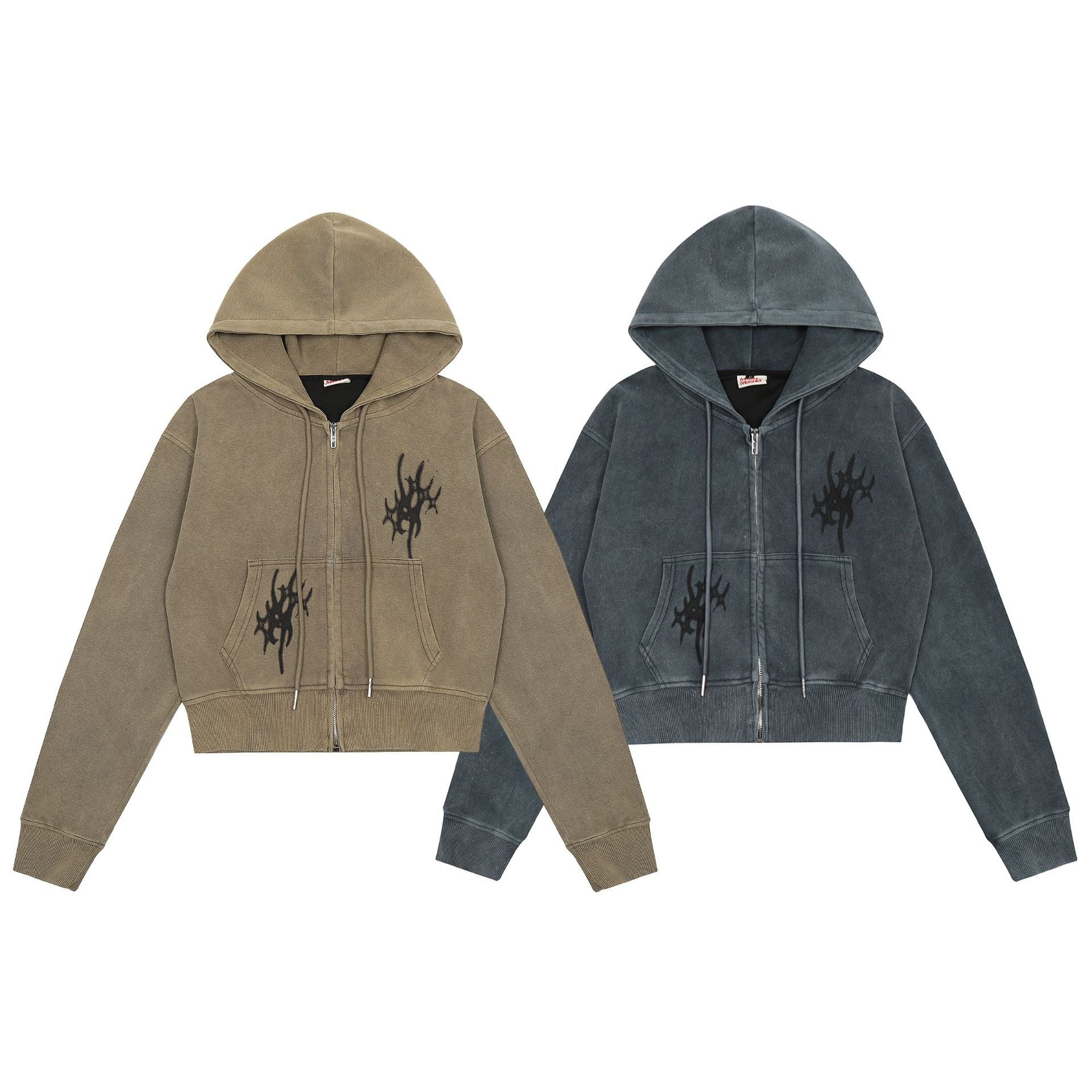 Distressed Zipper Cardigan Hoodie