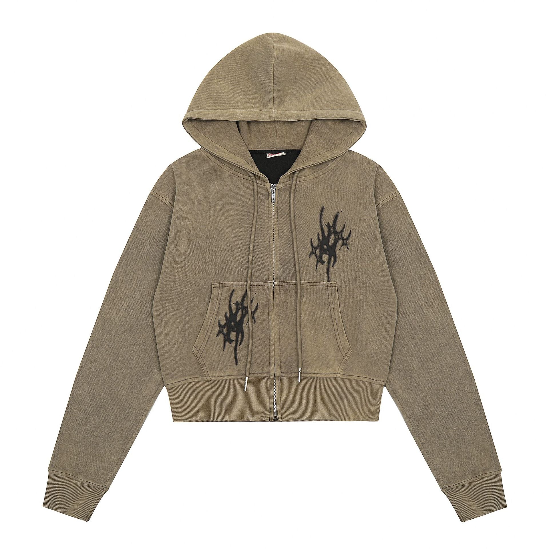 Distressed Zipper Cardigan Hoodie