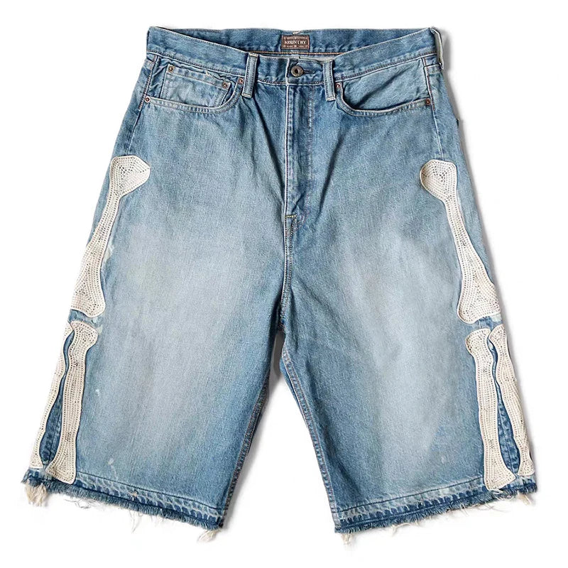 Vintage Bone Blue Denim Shorts